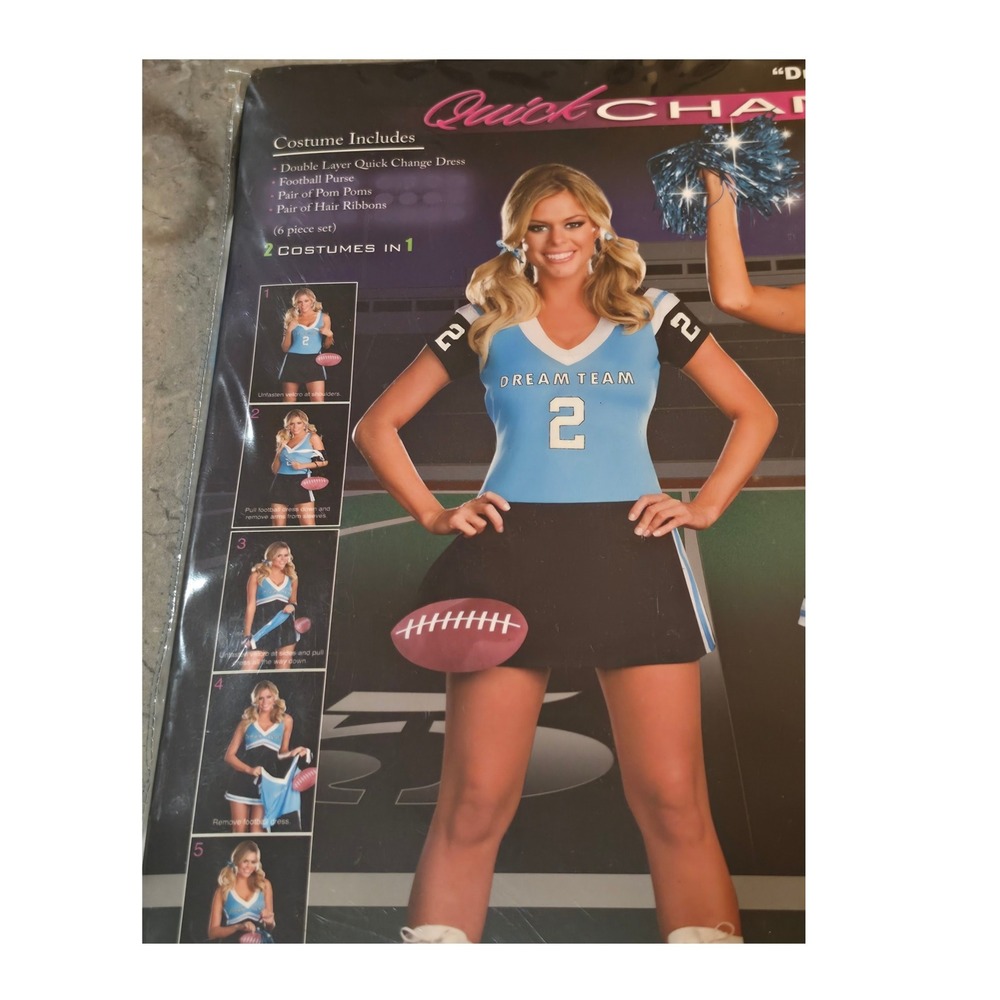 Dreamgirl Dream Team 2-in-1 Football Cheerleader Costume 6475 Blue Black Medium